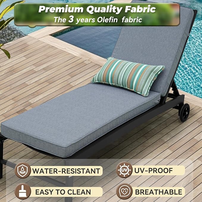 Outdoor Chaise Lounge Cushions, Olefin Lounge Cushion, Rainproof Color - Image 6