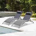 Domi Pool Lounge Chairs Set of 2, Adjustable Aluminum Outdoor Chaise Lounge by domioutdoorliving