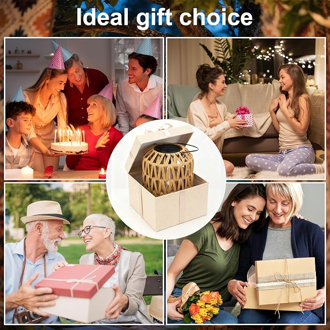 2 Pack Solar Lanterns Outdoor Waterproof, Rattan Solar Lantern - Image 7