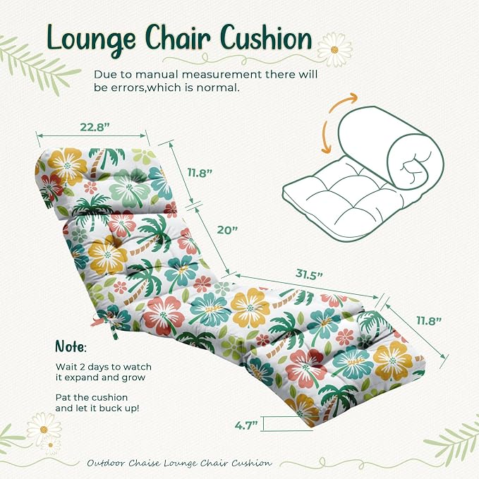 Outdoor Chaise Lounge Chair Cushion 75.1 x 22.8 x 4.7 Inches 100% Waterproof - Image 2