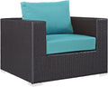Modway Convene Wicker Rattan Outdoor Patio Armchair in Espresso Turquoise by Modway