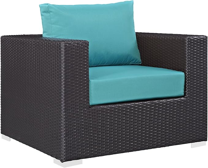 Modway Convene Wicker Rattan Outdoor Patio Armchair in Espresso Turquoise by Modway