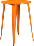 EMMA + OLIVER Commercial Grade 30" Round Orange Metal Indoor-Outdoor Bar Height by EMMAOLIVER