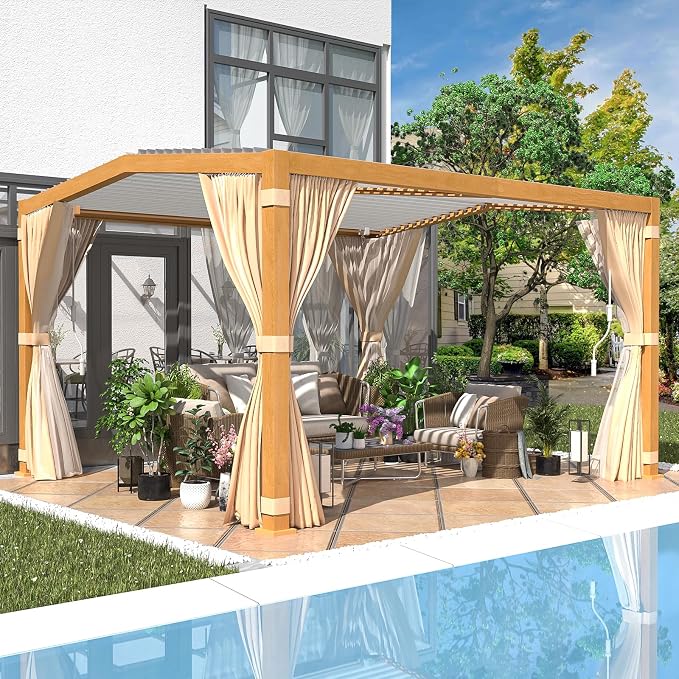EROMMY Louvered Pergola 11'x13' Outdoor Hard Top Mansard Roof Gazebo - Image 7