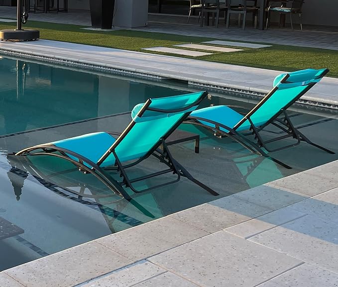 PURPLE LEAF Patio Oversized Chaise Lounge Chair Set by PURPLELEAF