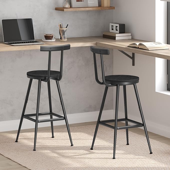 Bar Stools, Metal Frame, Adjustable Feet, Easy Assembly, - Image 6