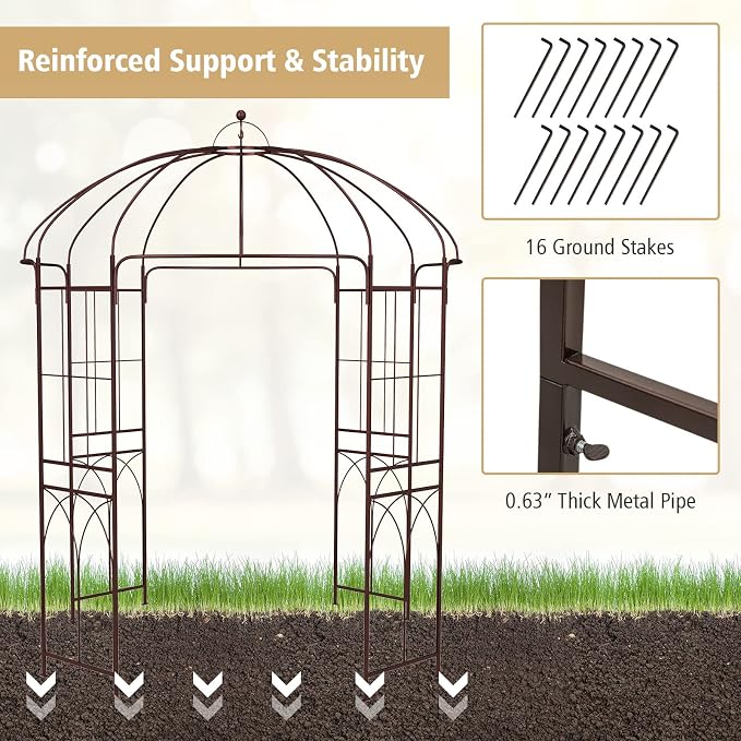 Safstar Birdcage Shape Garden Arbor, 8.4' H x 7' W Heavy-Duty Metal Pergola - Image 3