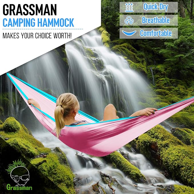 Grassman Camping Hammock Double & Single Portable Hammock - Image 7