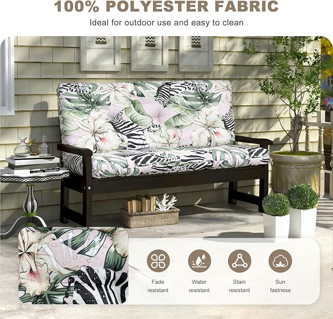 Porch Swing Cushion with Backrest, Waterproof Bench Cushion - Image 2