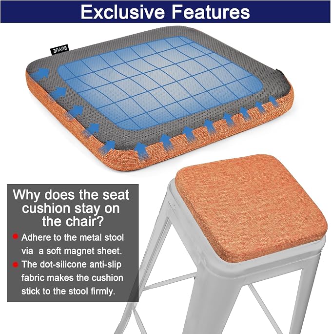 BUYUE Friendly Woven Fabric Magnetic Bar Stool Cushion 1 Piece, Enhanced - Image 6