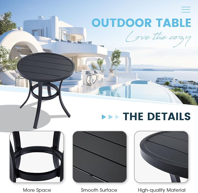 Outdoor Round Side Table, Sturdy & Durable End Table - Image 5