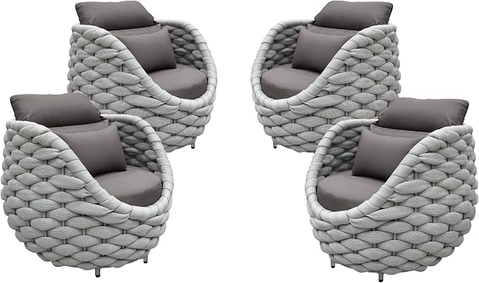 TWT 4 Pieces Patio Sofas All-Weather Rope Balcony Furniture - Image 8