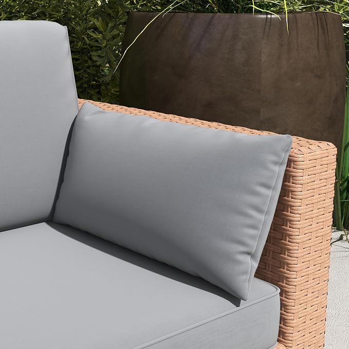 Outsunny Patio Couch PE Wicker Deep Seating Outdoor Sofa - Image 8