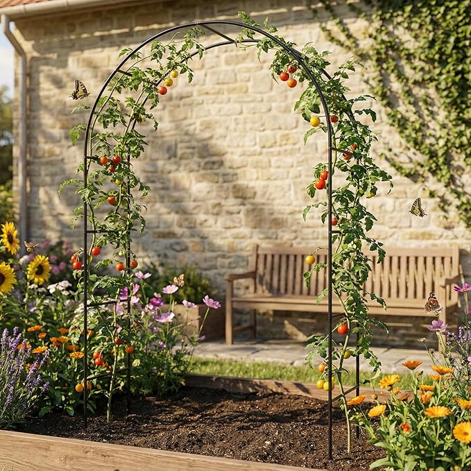 Metal Pergola Arbor, Outdoor Flower Garden Arch Trellis, Steel Garden Arbor - Image 4