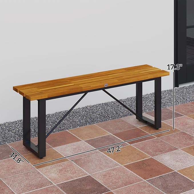 Outsunny Outdoor Bench, Acacia Wood Patio Garden Bench, Weather/Corrosion - Image 3