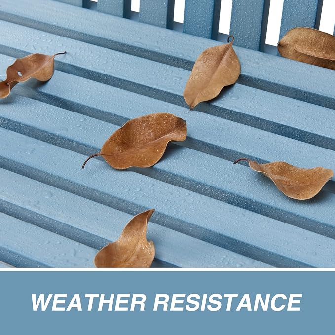Psilvam Garden Bench, 2-Person Poly Lumber Patio Bench, All-Weather Outdoor - Image 5
