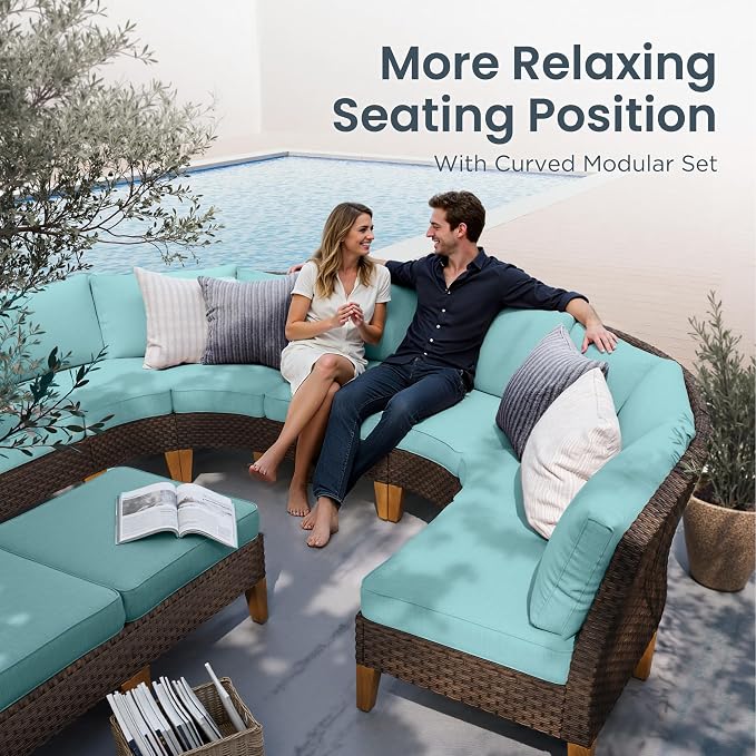 PHI VILLA Half Moon Patio Furniture Set - Image 4
