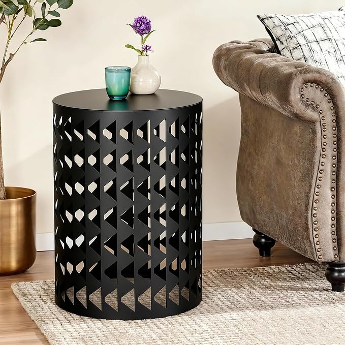 Nesting Outdoor Side Table, Small Round Metal Coffee Tables Set of 3, Stacking - Image 5
