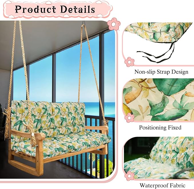 2-3 Seat Swing Replacement Cushion, Outdoor Bench Cushions - Image 5