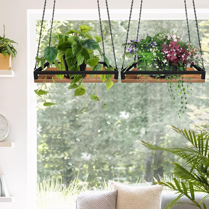 Plant Hanger Indoor, 2 Pack 16" Wooden Hanging Plant Holder - Image 6