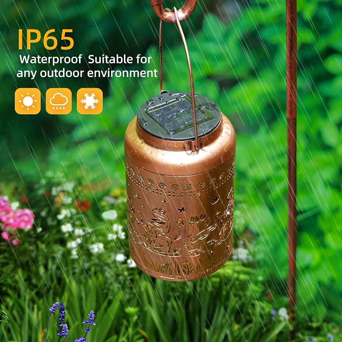 Solar Lanterns Outdoor Waterproof Frog Lazy Pattern Solar Lights Metal Lantern - Image 5