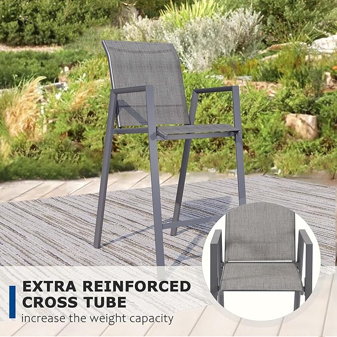 Outdoor Bar Stools Set of 6, Bar Height Chairs - Image 5