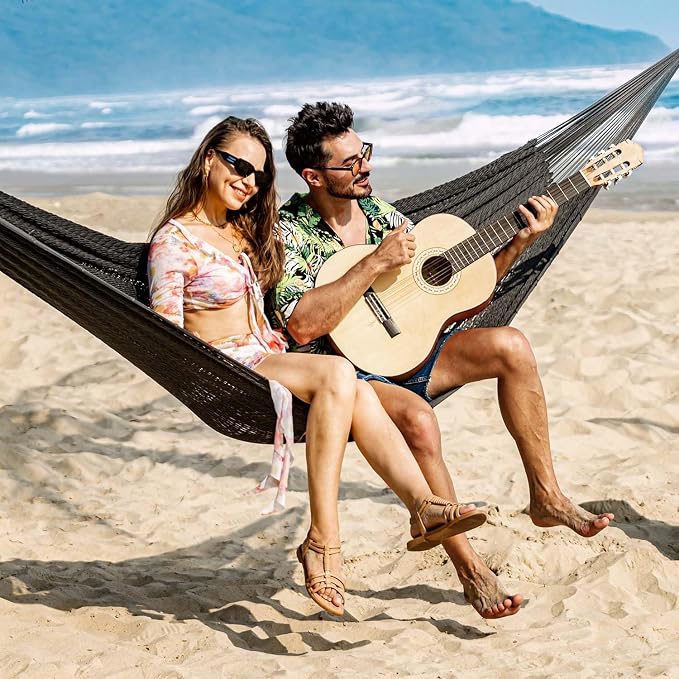 Lazy Daze Hammocks Handwoven Mayan Hammock, 10.5 FT Soft Rope Double Hammocks - Image 2