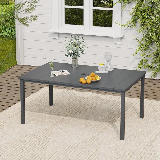VICLLAX Outdoor Table for 6, Metal Patio Dining Table by HOME