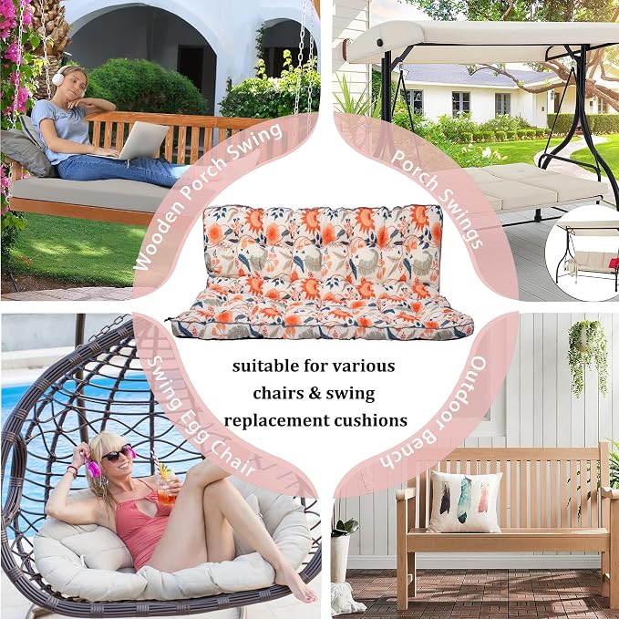 2-3 Seat Swing Replacement Cushion, Outdoor Bench Cushions - Image 7