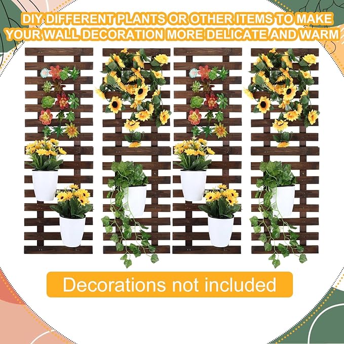 Weysat 4 Pcs Wall Planter Wooden Orchid Hanging Planter - Image 5