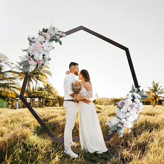 7FT Wedding Arch, Heptagonal Wood Arch - Image 2