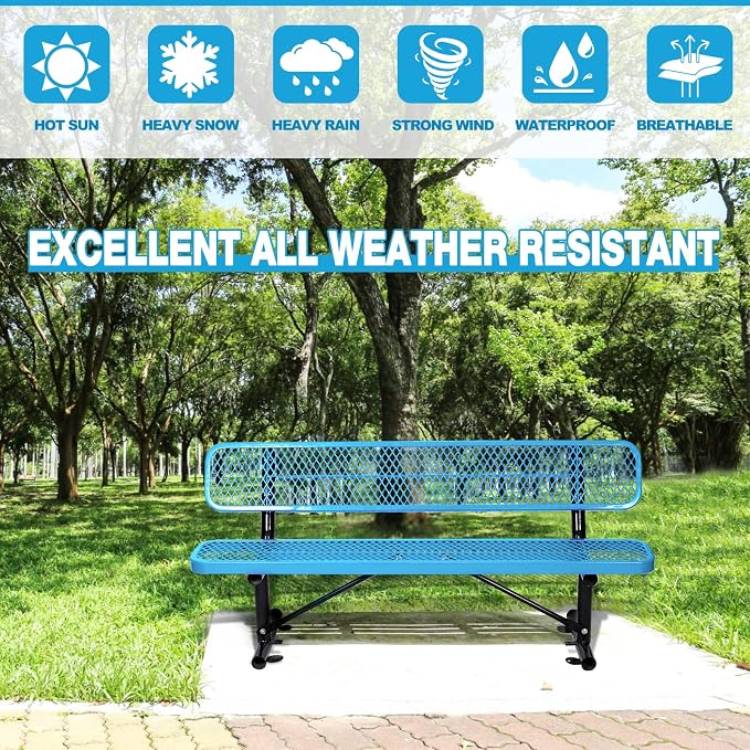 6FT/72INCH Heavy Duty Metal Park Bench - Image 4