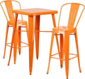Flash Furniture Commercial Grade 23.75" Square Orange Metal Indoor-Outdoor Bar by FlashFurniture