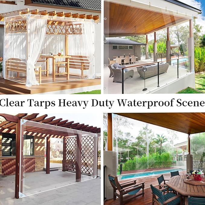 Clear Tarps Heavy Duty Waterproof 7' X 10' Clear Plastic Tarp - Image 3