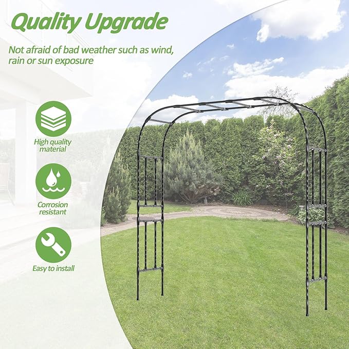 Garden Arch Trellis-98.4"*94.5", Plastic-Coated Rust-Proof Arbor Trellis - Image 3