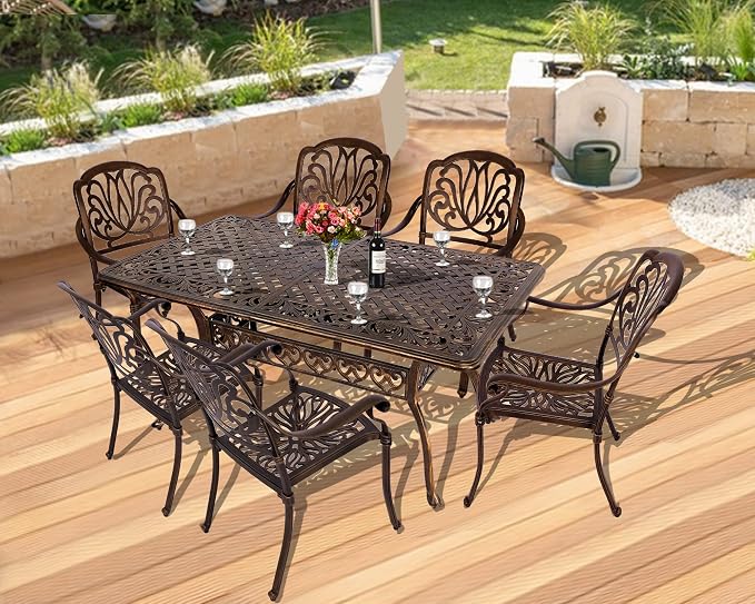 Grepatio 7 Piece Patio Dining Set Outdoor Dining Set Cast Aluminum Furniture Set - Image 8