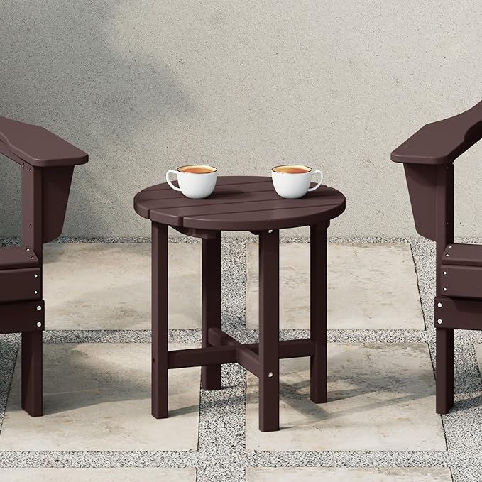 WestinTrends Dylan Adirondack Round Outdoor Side Table, Dark Brown - Image 2
