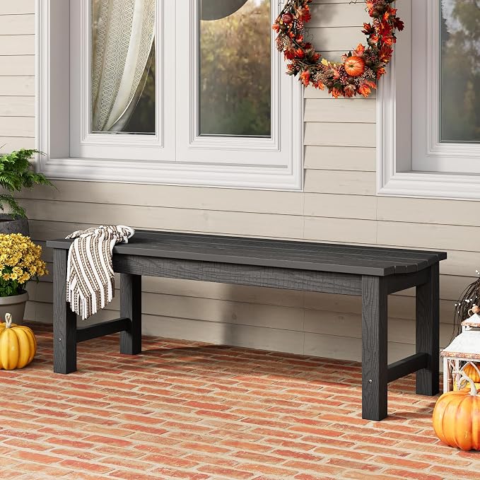 Outdoor Bench Set of 2, 2-Person Patio Backless Benches, HIPS Weatherproof - Image 6