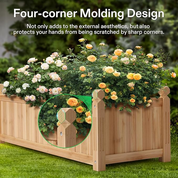VIVOSUN 3.6 x 1.3Ft Wooden Raised Garden Bed, 43.5 x 16 x 14 Inches, Outdoor - Image 6