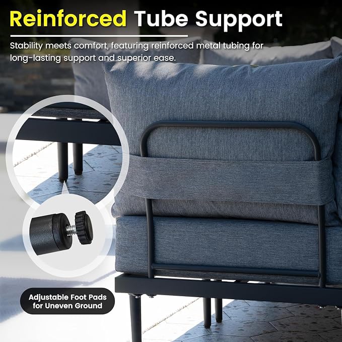 Sundale Outdoor 9 Pieces Patio Furniture Set, U-Shaped Outdoor Sectional Sofa - Image 5