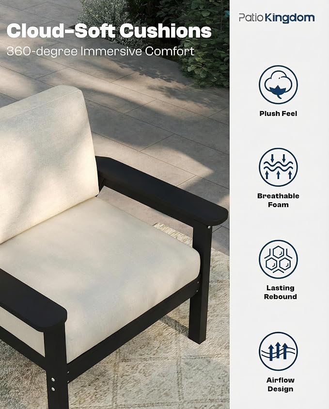 7 Piece Patio Furniture Set, HDPE Outdoor Sectional - Image 2