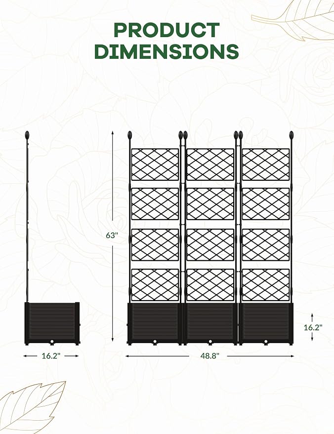 GAOMON 3 PCS Raised Garden Bed - 50 in W x 63" Tall Plastic Planter Box - Image 2