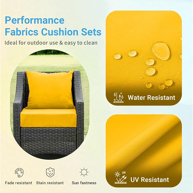 Outdoor Cushions for Patio Furniture, Outdoor Seat Cushion Set 24 x 24 x 5.75 - Image 3