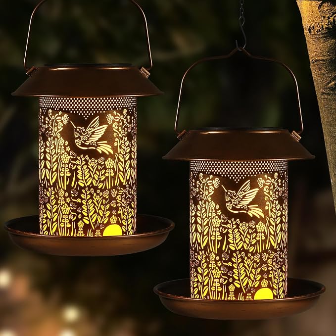 2 Pack Bird Feeders for Outdoors Hummingbird Garden Decor Gifts for Women Mom by Tepaken