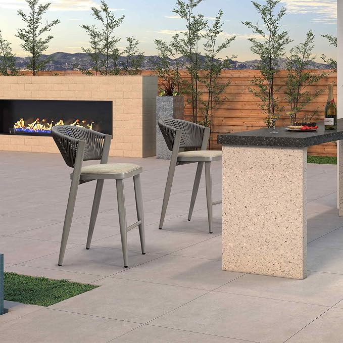 PURPLE LEAF Counter Height Bar Stool Set of 2 Outdoor Stool Chair - Image 2