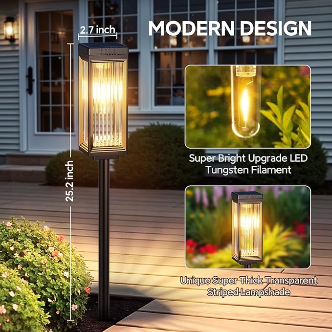 Solar Pathway Lights Outdoor, 8 Pack Upgraded Solar Lights Outdoor Waterproof - Image 2