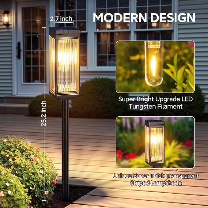 Solar Pathway Lights Outdoor, 6 Pack Upgraded Solar Lights Outdoor Waterproof - Image 2
