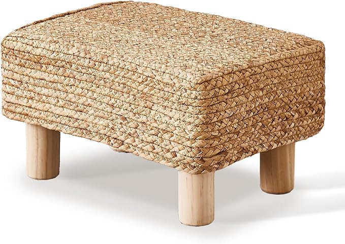 Wimarsbon Natural Seagrass Footstool Ottoman Rectangular Footrest Pouf Ottomans by Wimarsbon