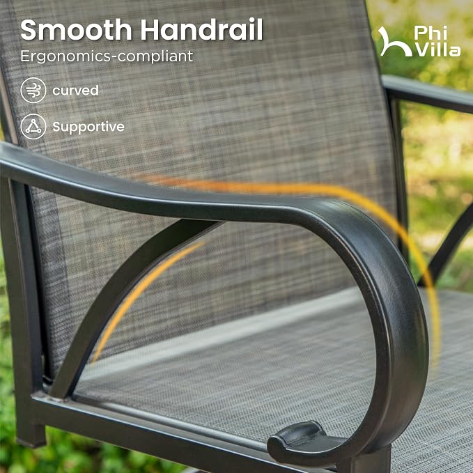 PHI VILLA Outdoor Swivel Bar Stools Set of 4, High Top Patio Bar Stools & Chairs - Image 8