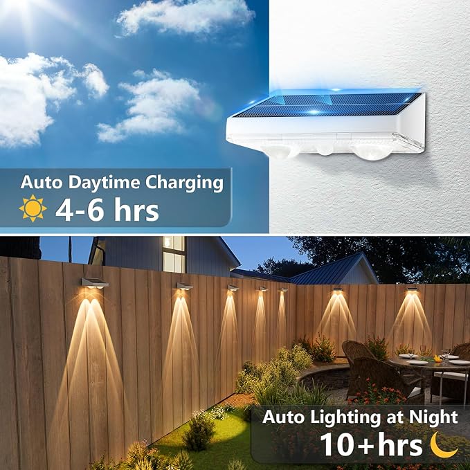 NIORSUN Solar Fence Lights, 8 Pack Solars Deck Light, Warm White Color - Image 5